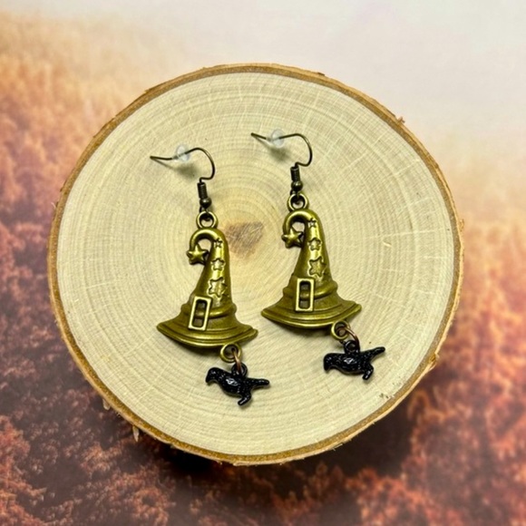 Handmade Halloween Witch Hat & Crow Earrings! - Picture 3 of 4